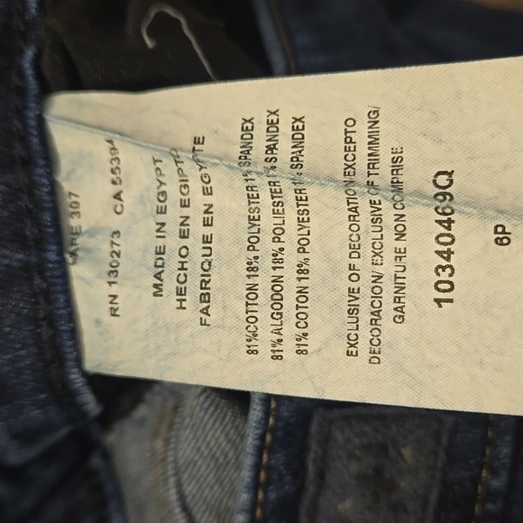 Lee Petite Relaxed Fit Straight Leg High Rise Dark Blue Jeans Womens Size 6P - Picture 6 of 6